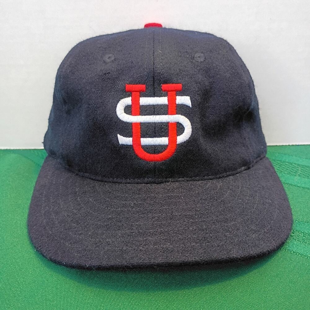 Ebbets Field Flannels Hat Navy Wool US Logo Fitted US Made Ballcap